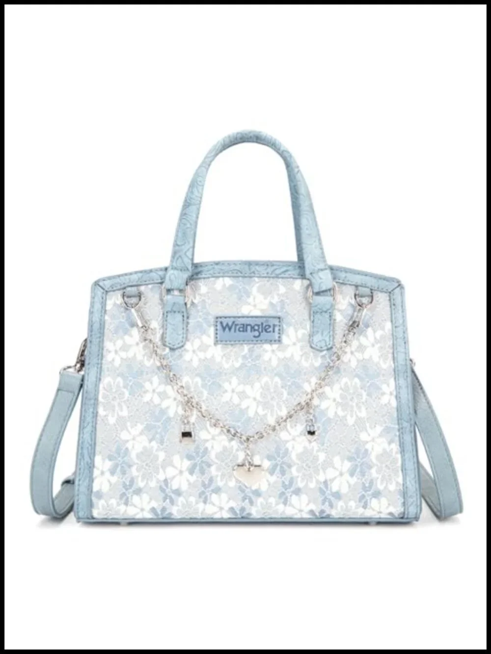 Women's Lace Tote Bag, Satchel Handbag with Purse Charms, Faux Leather Crossbody